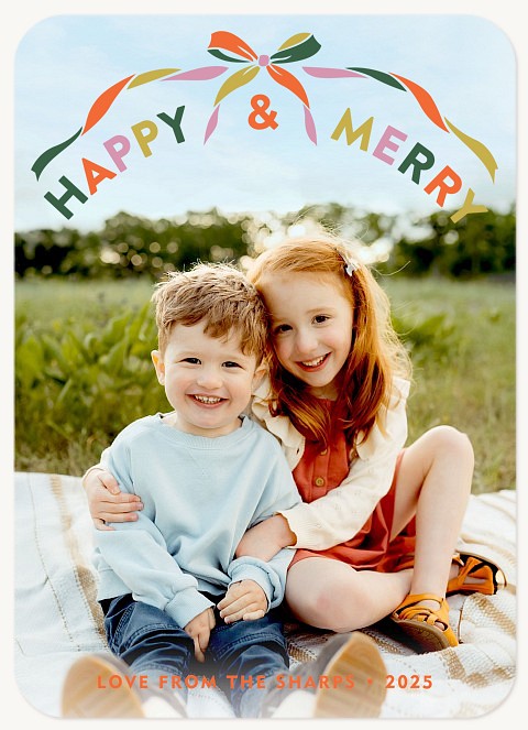 Multi Ribbon Personalized Holiday Cards