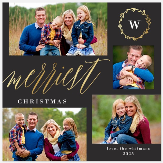 Elegant Monogram Holiday Photo Cards