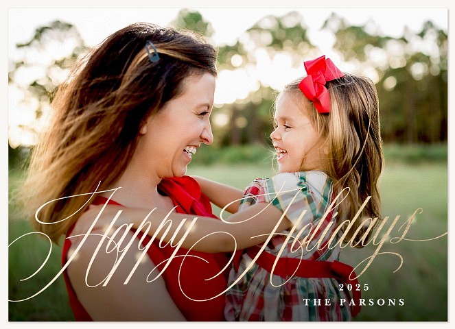 Sophisticated Script Personalized Holiday Cards
