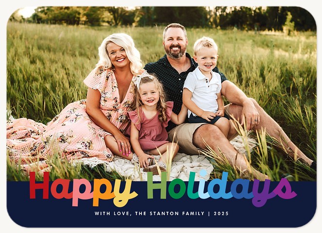 Rainbow Script Personalized Holiday Cards