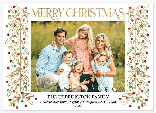Gold Border Personalized Holiday Cards