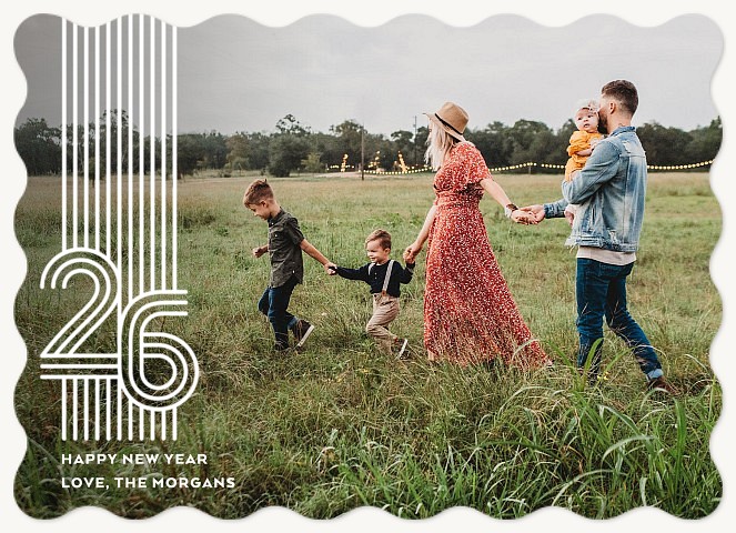 Striped Year Personalized Holiday Cards