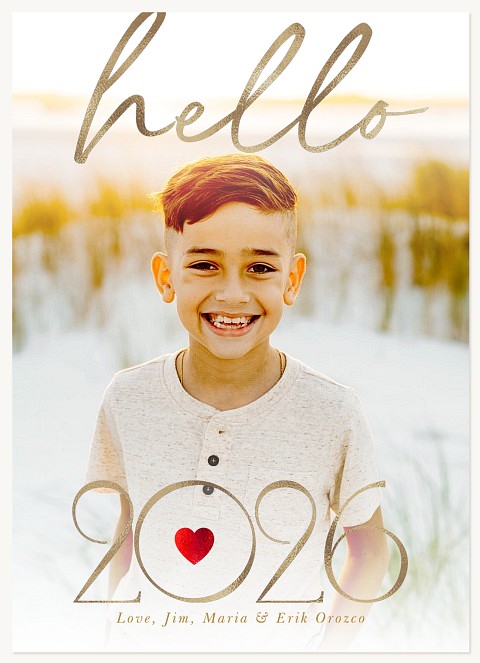 Hello Script Personalized Holiday Cards
