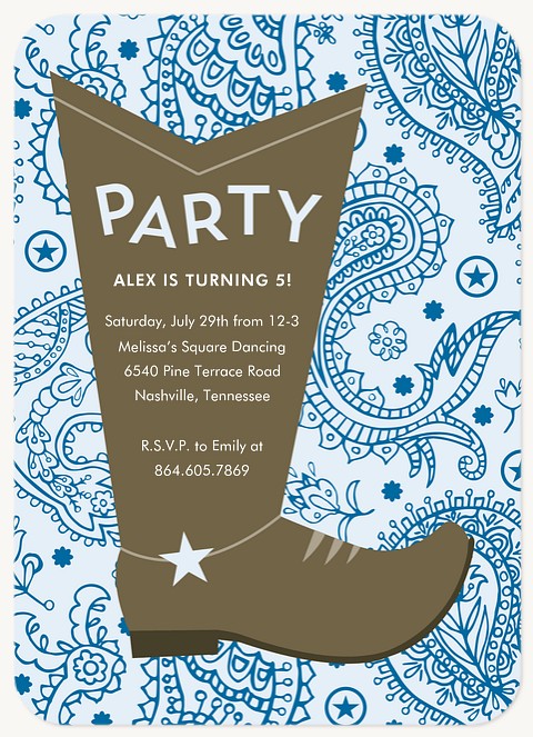 Howdy, Partner Kids Birthday Invitations