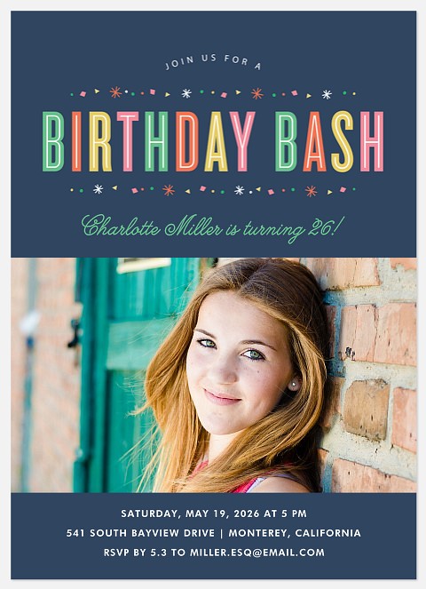 Colorful Delight Adult Birthday Invitations