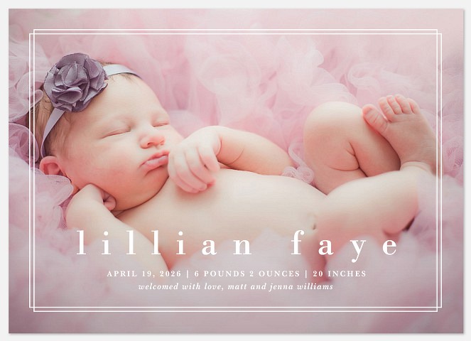 Dimensional Frame Baby Birth Announcements