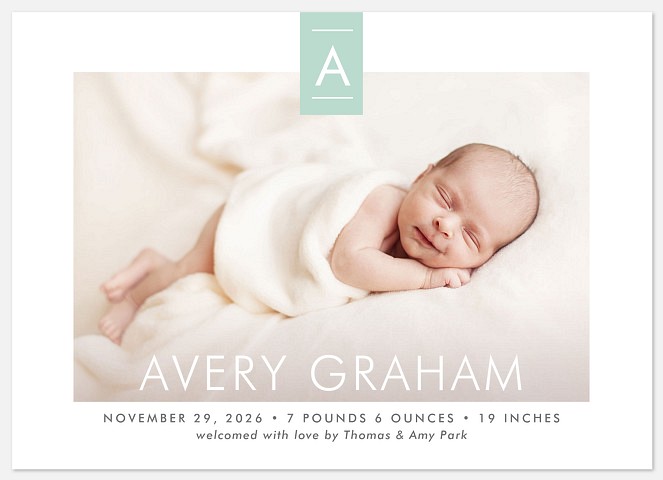 Distinguished Monogram Baby Birth Announcements