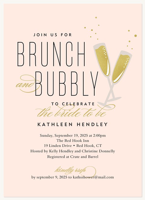 Bubbly Brunch Bridal Shower Invitations