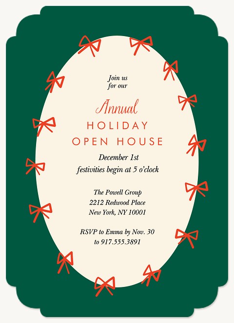 Simple Bows Holiday Party Invitations