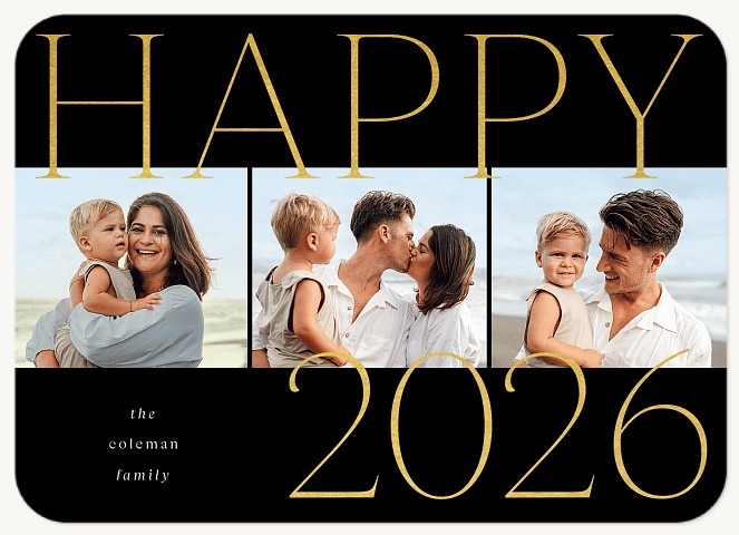 Golden Year Personalized Holiday Cards