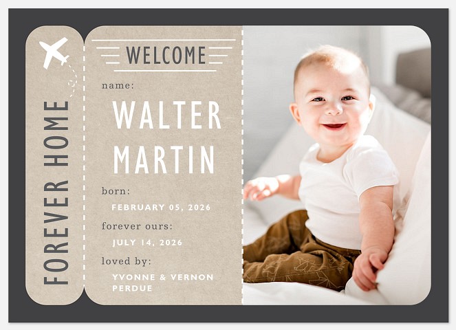Arrival Ticket Baby Birth Announcements