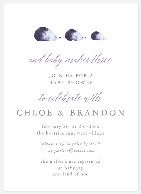 Family of Three Baby Shower Invitations