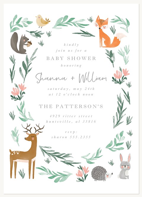 Forest Friends Baby Shower Invites