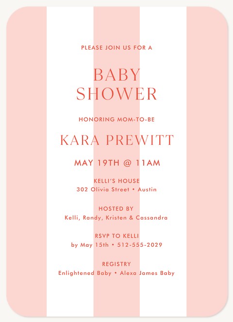 Cabana Stripes Baby Shower Invites