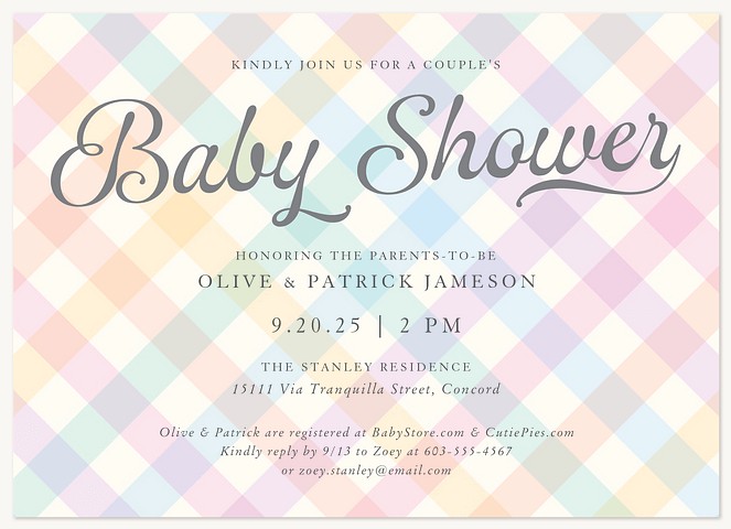 Baby Gingham Baby Shower Invites
