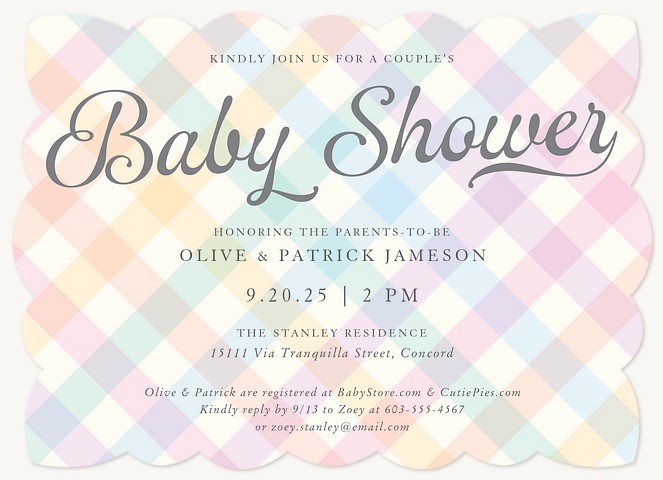 Baby Gingham Baby Shower Invites