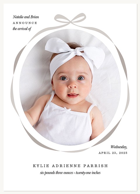 Natural Ribbon Baby Announcements