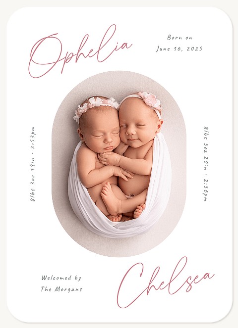 Twin Cuddles Twin Birth Announcements
