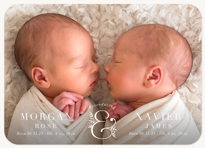 Elegant Ampersand Twin Birth Announcements