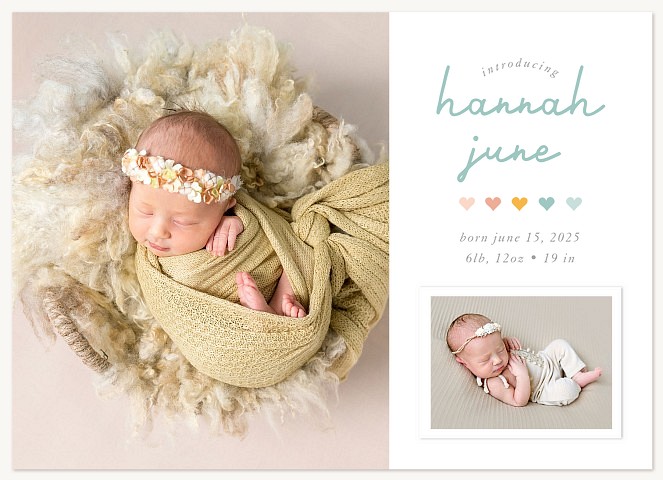 Mini Hearts Baby Announcements