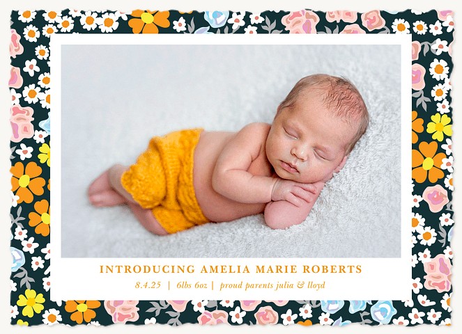 Floral Snapshot Baby Announcements