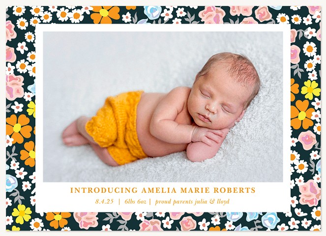 Floral Snapshot Baby Announcements