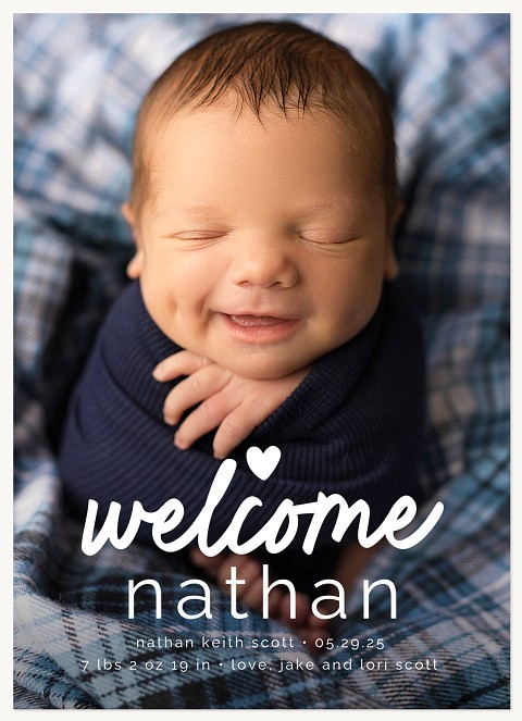 Welcome Heart Baby Announcements