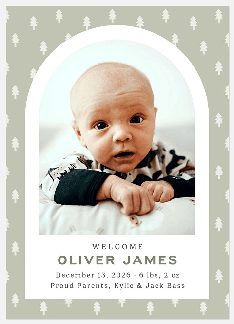 Woodsy Arch Baby Birth Announcements