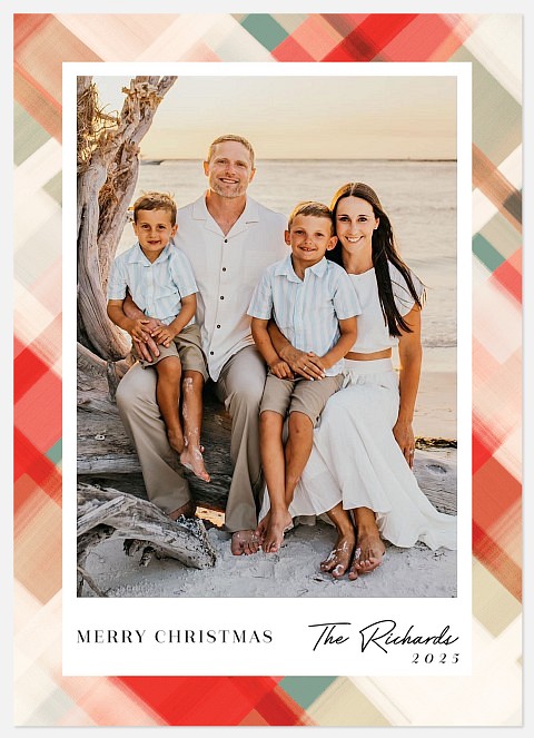 Modern Plaid Holiday Photo Cards