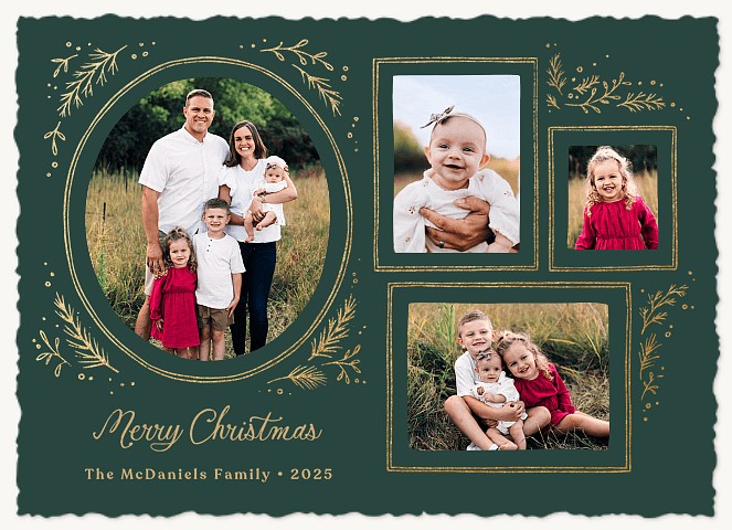 Woodcut Frame Personalized Holiday Cards