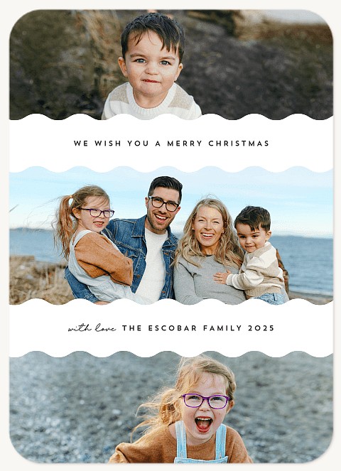 Wavy Border Personalized Holiday Cards