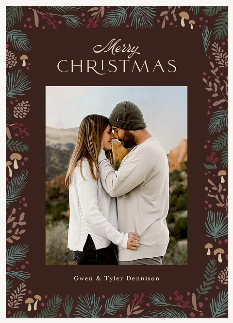 Woodland Border Personalized Holiday Cards
