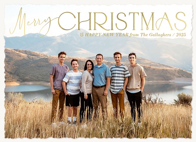 Golden Words Personalized Holiday Cards