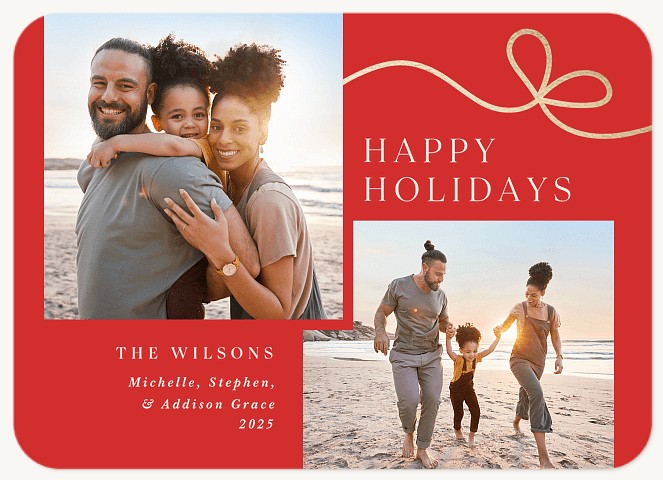 Elegant Bow Personalized Holiday Cards