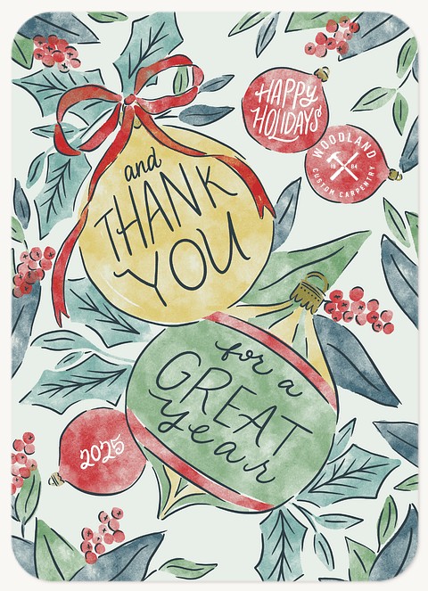 Painted Baubles Business Holiday Cards