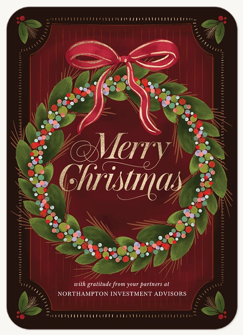 Vintage Wreath Business Holiday Cards