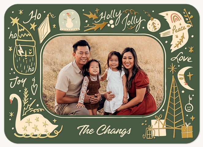 Golden Sketches Personalized Holiday Cards