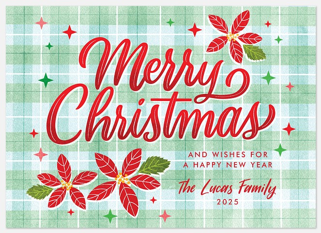 Christmas Poinsettia Holiday Photo Cards