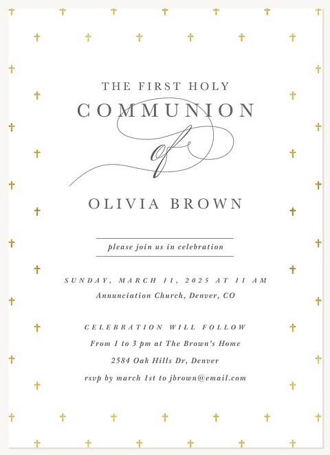 Elegant Communion First Communion Invitations