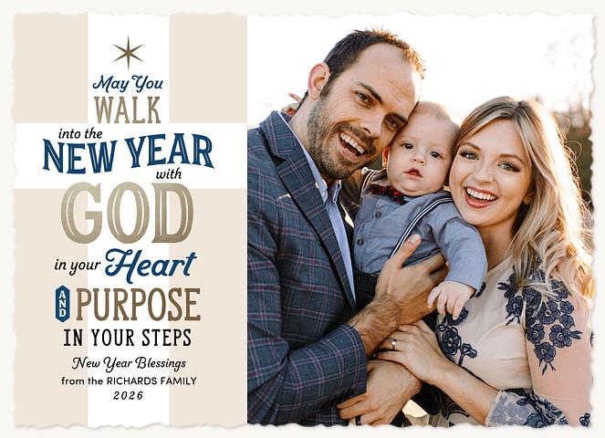 New Year Blessings Personalized Holiday Cards