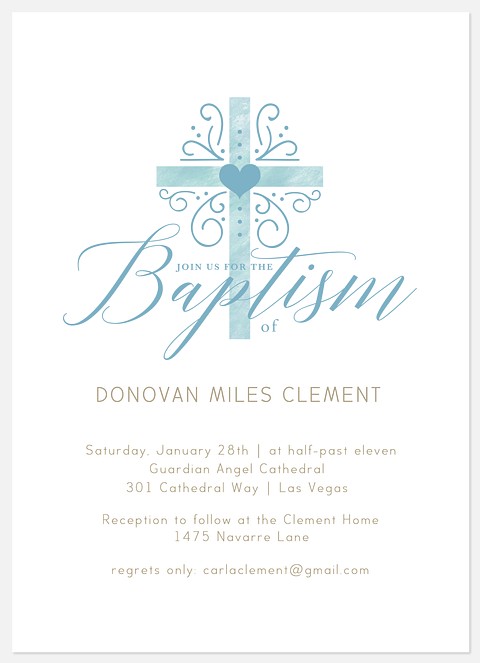 Blessed Heart Baptism Christening Invitations