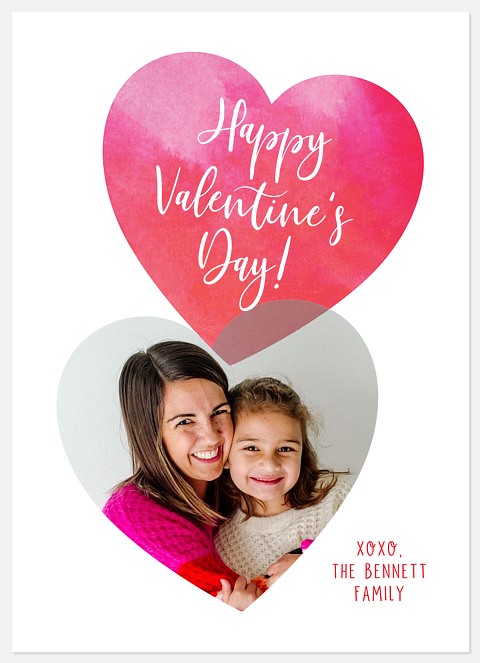 Double Hearts Valentine Photo Cards