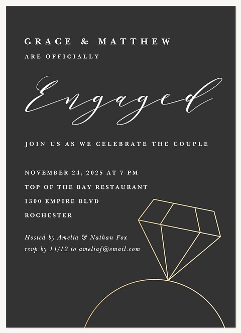 Golden Ring Engagement Party Invitations