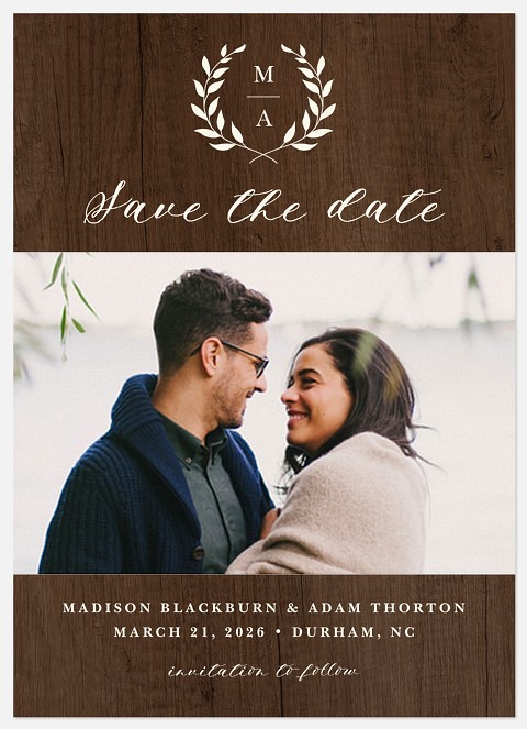 Rustic Laurels Save the Date Photo Cards