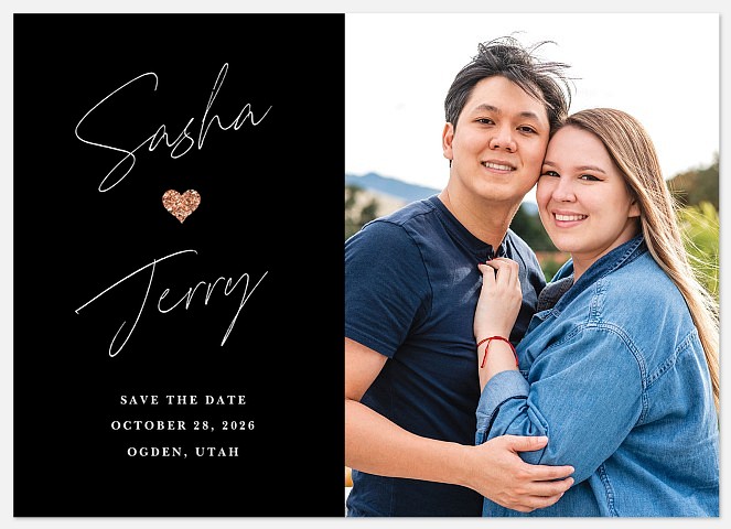 Glitter Heart Save the Date Photo Cards