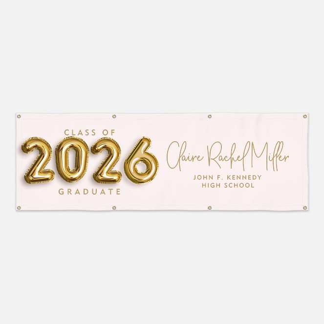 Golden Balloons Graduation Banner  Graduation Banners