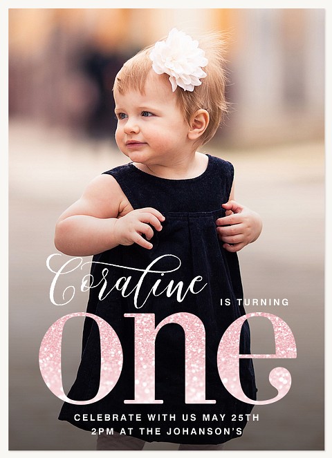 Sparkled One First Birthday Invitations