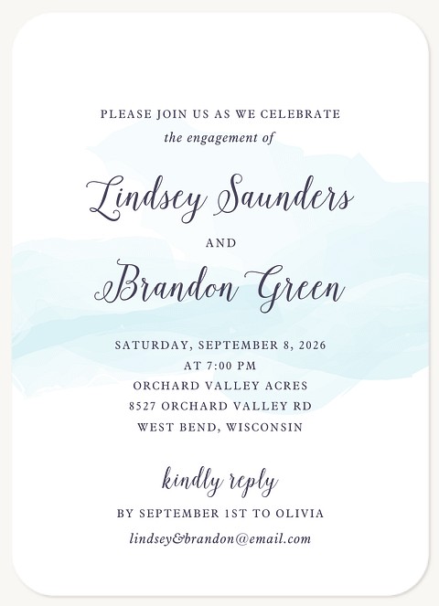 Soft Watercolor Engagement Party Invitations