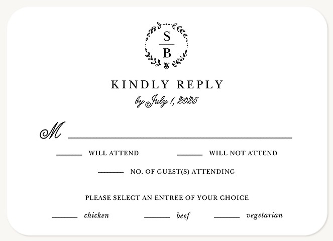 Monogram Wreath Wedding RSVP Cards