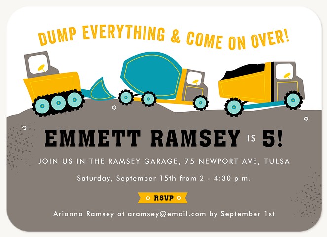 Truckin' Kids Birthday Invitations